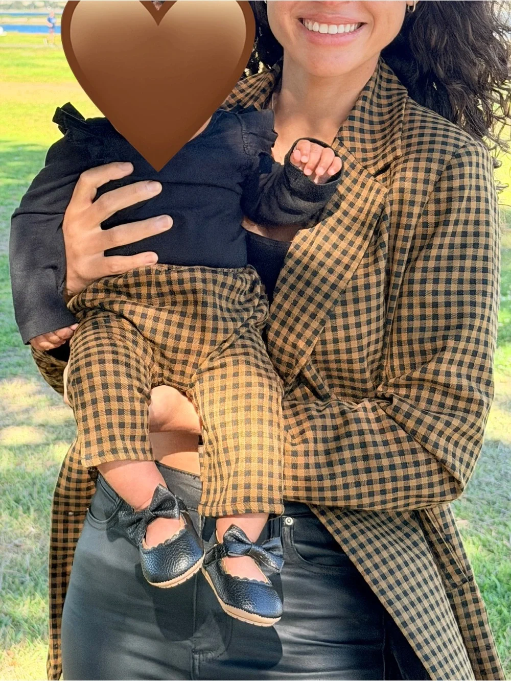 Rylee + Cru Women's Double Breasted Blazer - Chartreuse Plaid & baby pants match